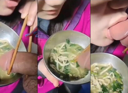 Em gái ăn mì còn lấy chim anh chấm vô mút